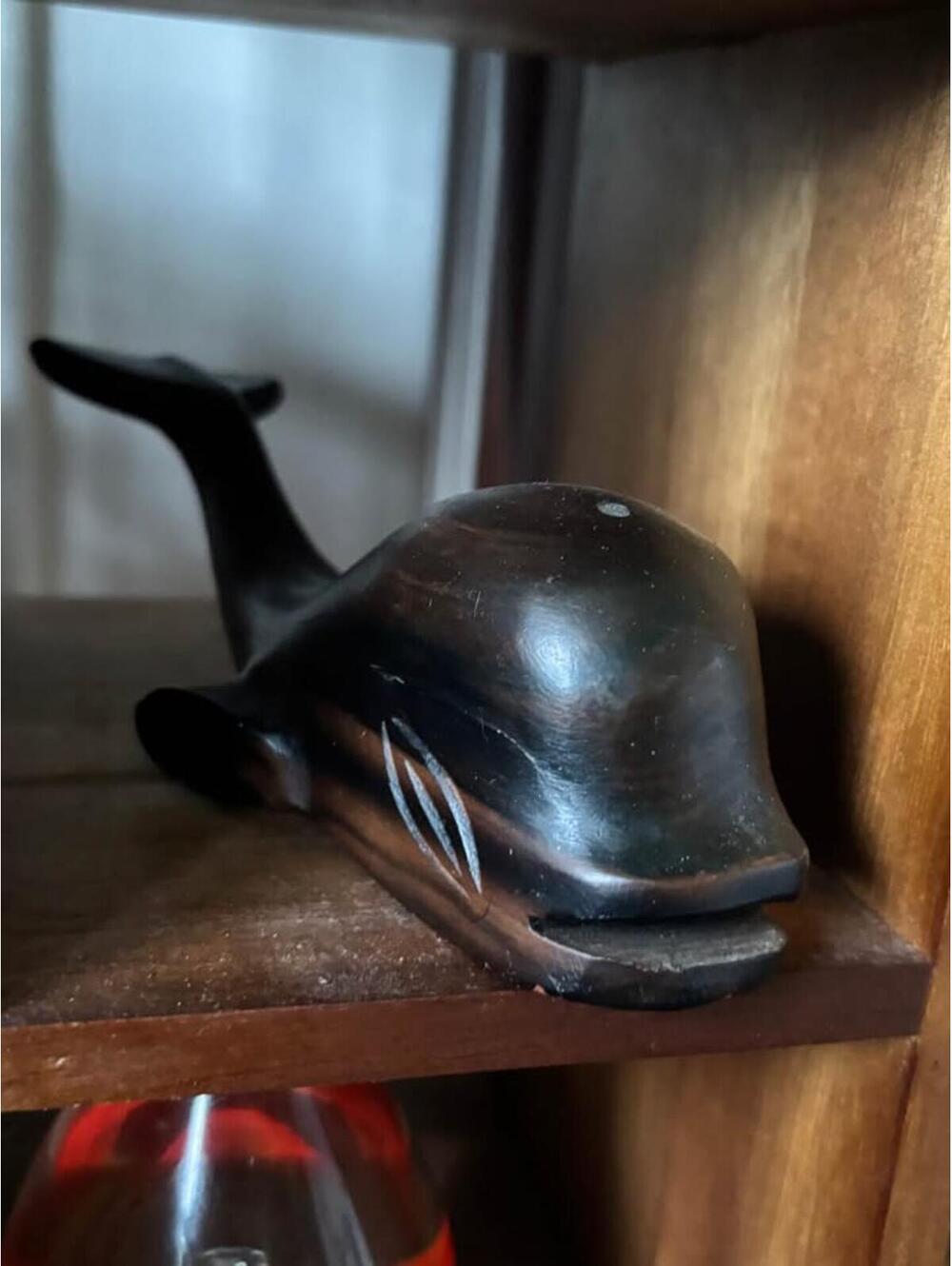 Dark Wood Whale Figurine